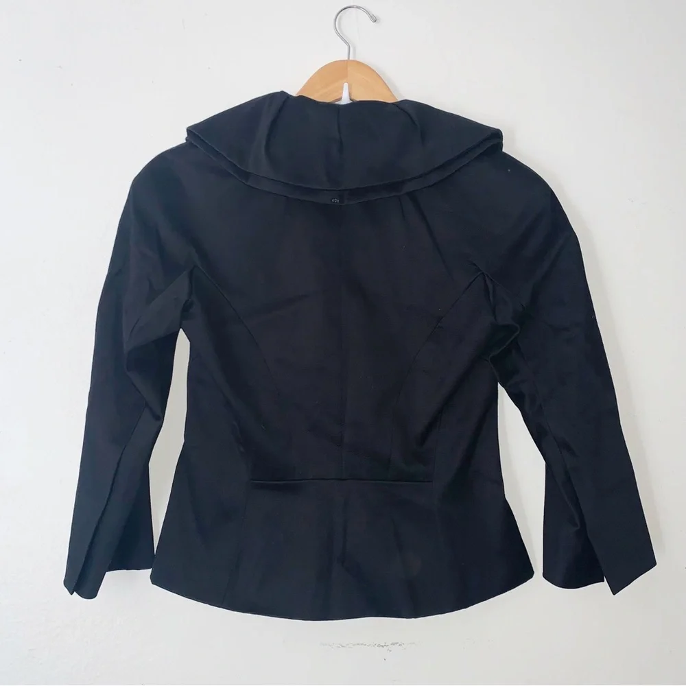 Sportmax Black Blazer Exaggerated Collar Snap Button Cotton Blend Sz 10 Jacket